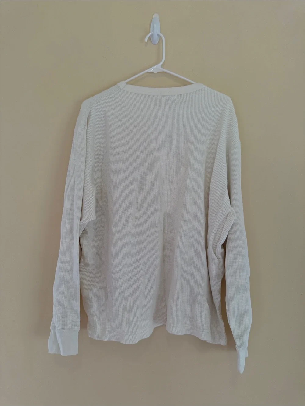 J. Crew Cream Waffle Knit Long Sleeve Top Size XL